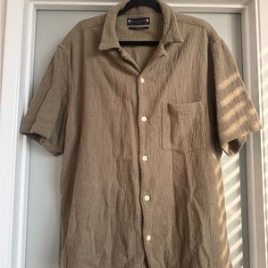 All Saints Casual Tan Button Down Shirt